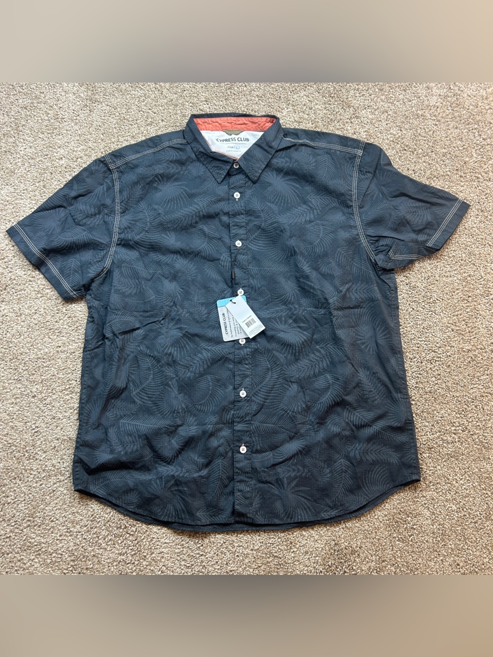 Cypress Club Men’s Blue Tropical Button Up Shirt Short Sleeve Casual Hawaiian
